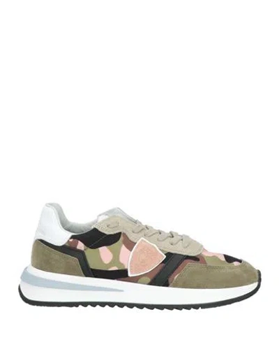 Alexander Smith Woman Sneakers Military Green Size 8 Leather, Textile Fibers