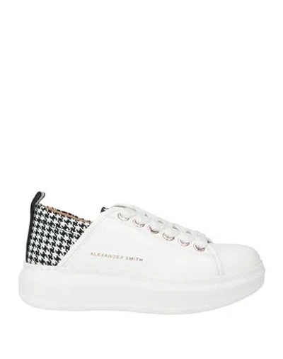 Alexander Smith Woman Sneakers White Size 10 Leather, Textile Fibers