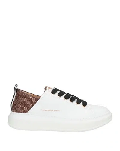 Alexander Smith Woman Sneakers White Size 9 Leather, Textile Fibers
