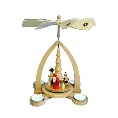 Alexander Taron 15655 - Richard Glaesser Pyramid - Santa, Snowman And Child - 11"h X 9"w X 9"d In Multi