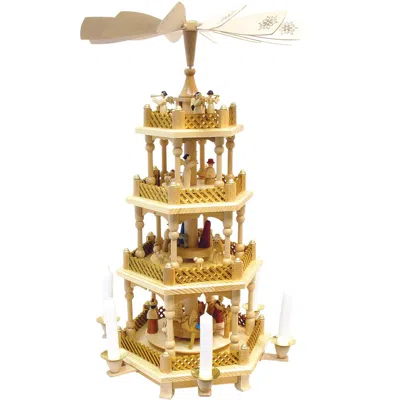 Alexander Taron 16722 - Richard Glaesser Pyramid - 4 Tiers - Nativity Scene. Wise Men, Shepherds And Angels - 21"h X In Neutral