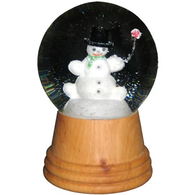 Alexander Taron 2406 - Perzy Snowglobe - Medium Snowman With Wooden Base - 5"h X 3"w X 3"d In Multi