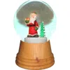 Alexander Taron 2552 - Perzy Snowglobe - Medium Santa With Tree With Wooden Base - 5"h X 3.5"w X 3.5"d