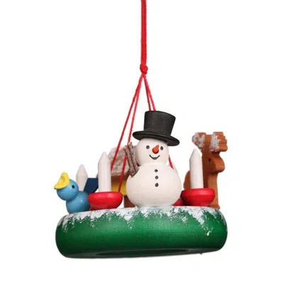 Alexander Taron Christian Ulbricht Ornament - Wreath With Snowman - 2"h X 2.25"w X 2.25"d In White