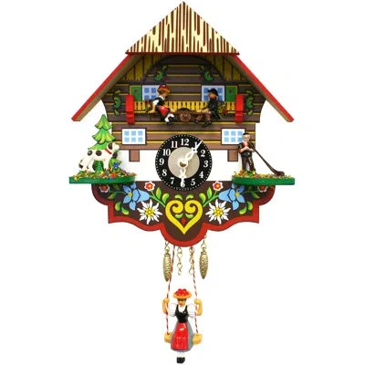 Alexander Taron Large Clock With Teeter Totter Girl In Blue;brown;yellow