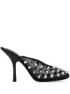 Alexander Wang Mesh Pointed Toe Mules With Studded Embellishments In Black