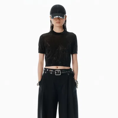 Alexander Wang 블랙 클리어 비즈 핫픽스 크루넥 티셔츠
