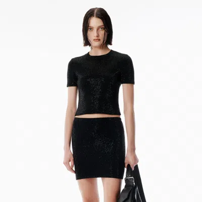Alexander Wang 블랙 울 블렌드 핫픽스 로고 티셔츠