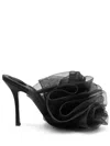 Alexander Wang Ruched Tulle Mules In Black
