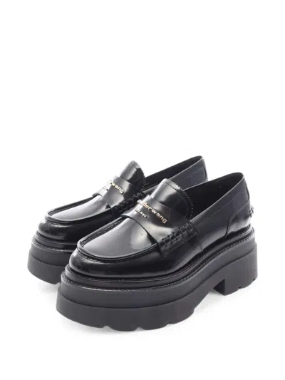 Pre-owned Alexander Wang 2010s Metal Logo Platform Loafers In Black
