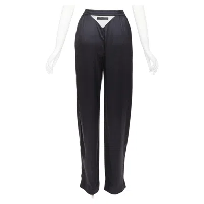 Pre-owned Alexander Wang 2021 100% Silk Black Mesh V Logo Cut Out Relaxed Lounge Pants Xs