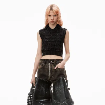 Alexander Wang 3d Logo Knit Vest In Cotton In Acid Black/white