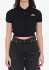 Alexander Wang Perforated Mesh Polo With Collar And Short Sleeves In Black