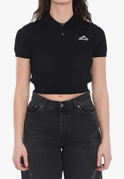 ALEXANDER WANG 3D LOGO MESH POLO CROPPED T-SHIRT