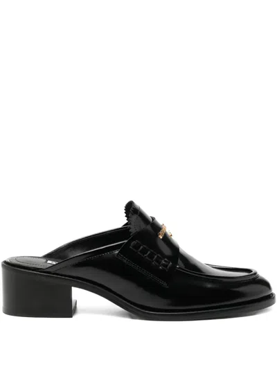 Alexander Wang Lace Mules Block Heel Glossy Finish Round Toe In Multi