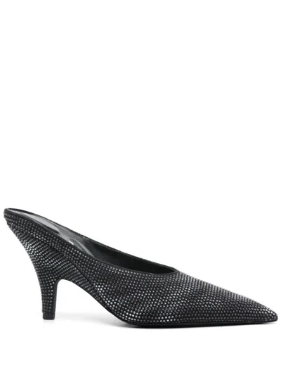 Alexander Wang 90mm Irina Mules In Grey Aged