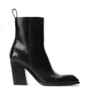 Alexander Wang Leather Throttle Ankle Boots In Black