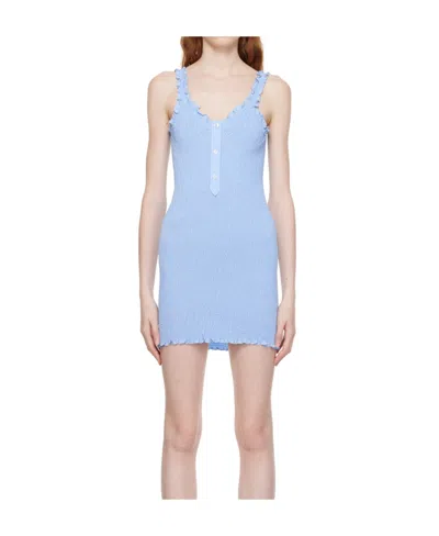 Alexander Wang A Dress With Suspenders And Buttons In Blue