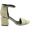 Alexander Wang Abbey Block Heel Sandals In Ivory Leather In White