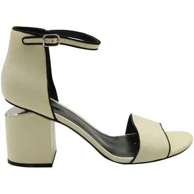 Alexander Wang Abbey Block Heel Sandals In Ivory Leather In White