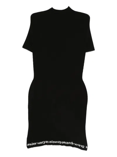Alexander Wang Ribbed Short-sleeve Fitted Dress Clothing In Black