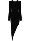 Alexander Wang Black Asymmetric Long-sleeve Bodycon Maxi Dress In Black