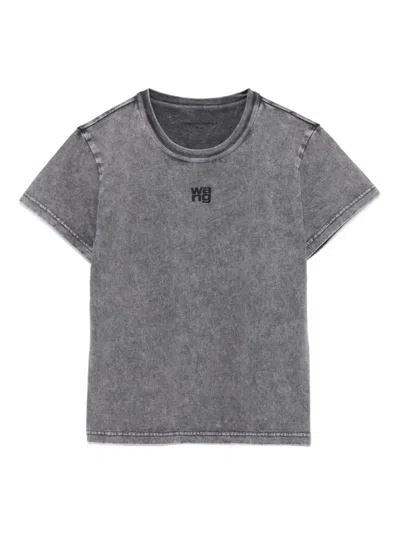 Alexander Wang Acid-wash Cotton T-shirt In Gray