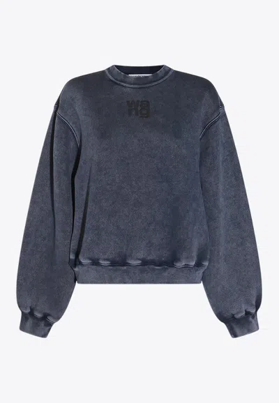 Alexander Wang Acid Washed Logo Sweatshirt In Gray