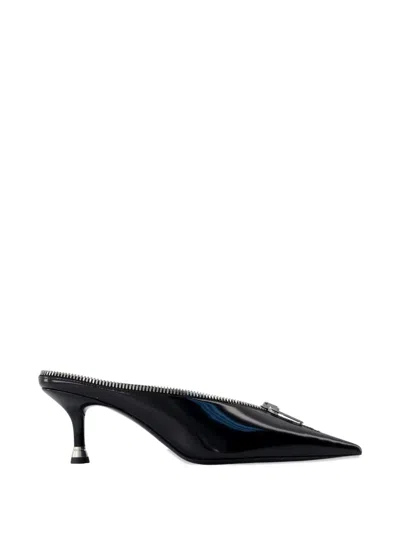 Alexander Wang Akila Zip Pointed Toe Mule Pump In Black