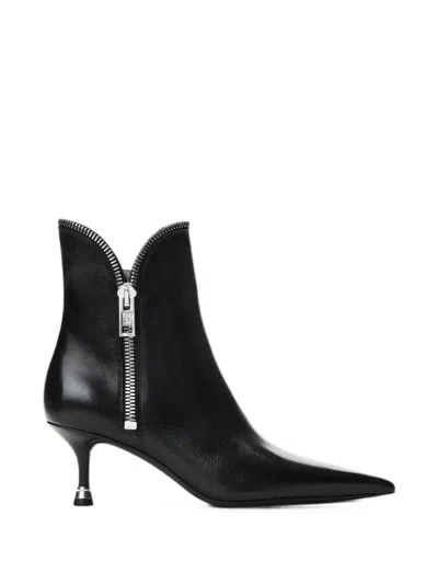 Alexander Wang Akilia Zip-detail Leather Ankle Boots In Black