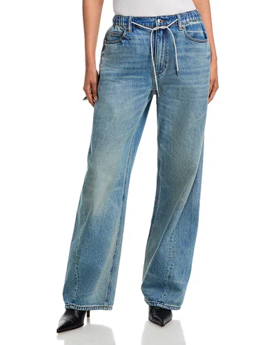 Alexander Wang Alexanderwang Balloon Mid Rise Wide Leg Jeans In Tinted Medium Indigo In Blue