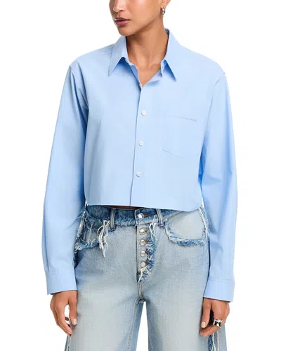 Alexander Wang Alexanderwang Cotton Cropped Button Down Shirt In Blue