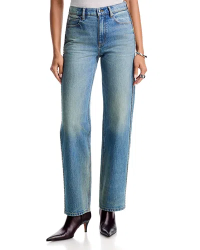 Alexander Wang Alexanderwang Cotton Mid Rise Straight Jeans In Tinted Medium Indigo In Blue