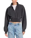 Alexander Wang Alexanderwang Cropped Half Zip Sweatshirt In Gray