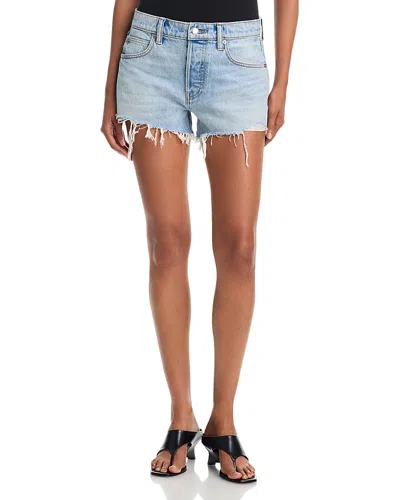 Alexander Wang Alexanderwang Embellished High Rise Jean Shorts In Light Bleach In Blue