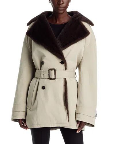 Alexander Wang Alexanderwang Faux Fur Lined Trench Coat In Brown