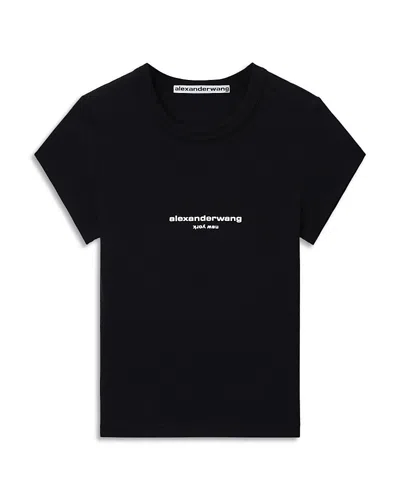 Alexander Wang Alexanderwang Fitted Logo Tee In Black