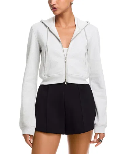 Alexander Wang Alexanderwang Fitted Long Sleeve Zip Up Sweatshirt In Gray