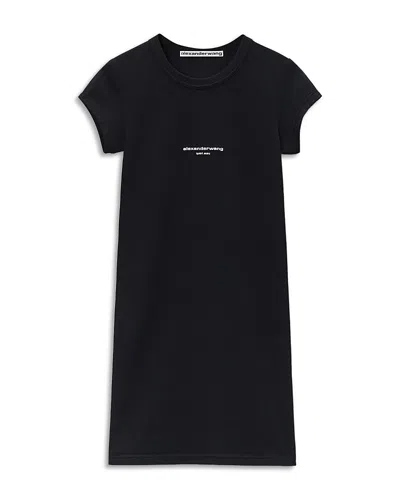 Alexander Wang Alexanderwang Fitted Short Sleeve Mini Dress In Black