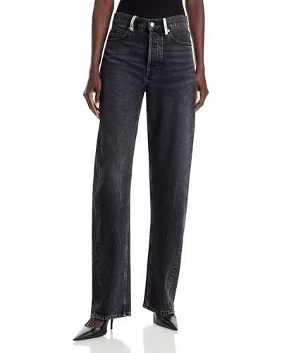 Alexander Wang Alexanderwang Float Mid Rise Relaxed Jeans In Grey Aged In Black