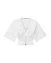 Alexander Wang Gathered T-shirt With Continuous Loop Zipper In White