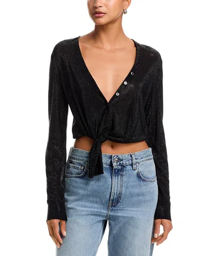 Alexander Wang Alexanderwang Knotted Deep V Neck Top In Black