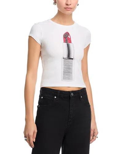Alexander Wang Alexanderwang Lipstick Graphic Baby Tee In White