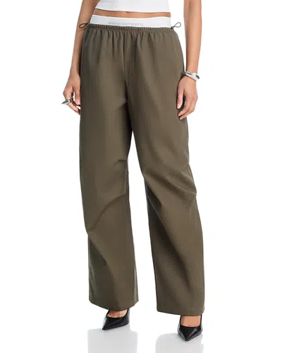 Alexander Wang Alexanderwang Mid Rise Logo Elastic Waist Pants In Green
