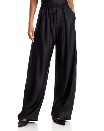 Alexander Wang Alexanderwang Mid Rise Silk Track Pants In Black