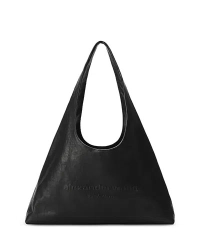 Alexander Wang Alexanderwang Pike Medium Leather Hobo Bag In Black