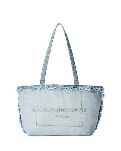 Alexander Wang Alexanderwang Punch Medium Frayed Denim Tote In Blue