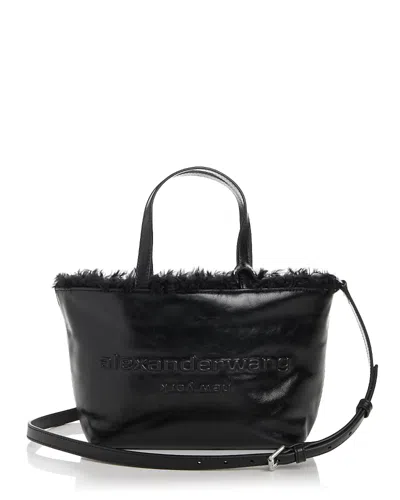 Alexander Wang Alexanderwang Punch Shearling Lined Leather Tote In Blue