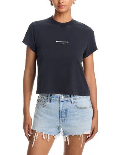 Alexander Wang Alexanderwang Shrunken Short Sleeve Tee In Black