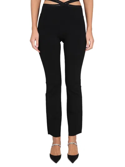 Alexander Wang Alexanderwang. T Criss-cross Logo-trim Leggings In Black